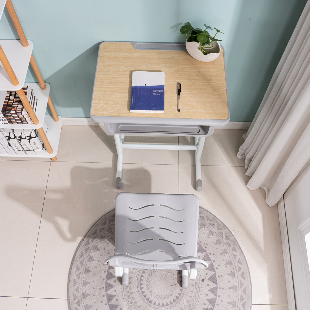 JOYMOR Adjustable Student Desk and Chair Combo With Drawer, Pencil Grooves and Hanging Hooks