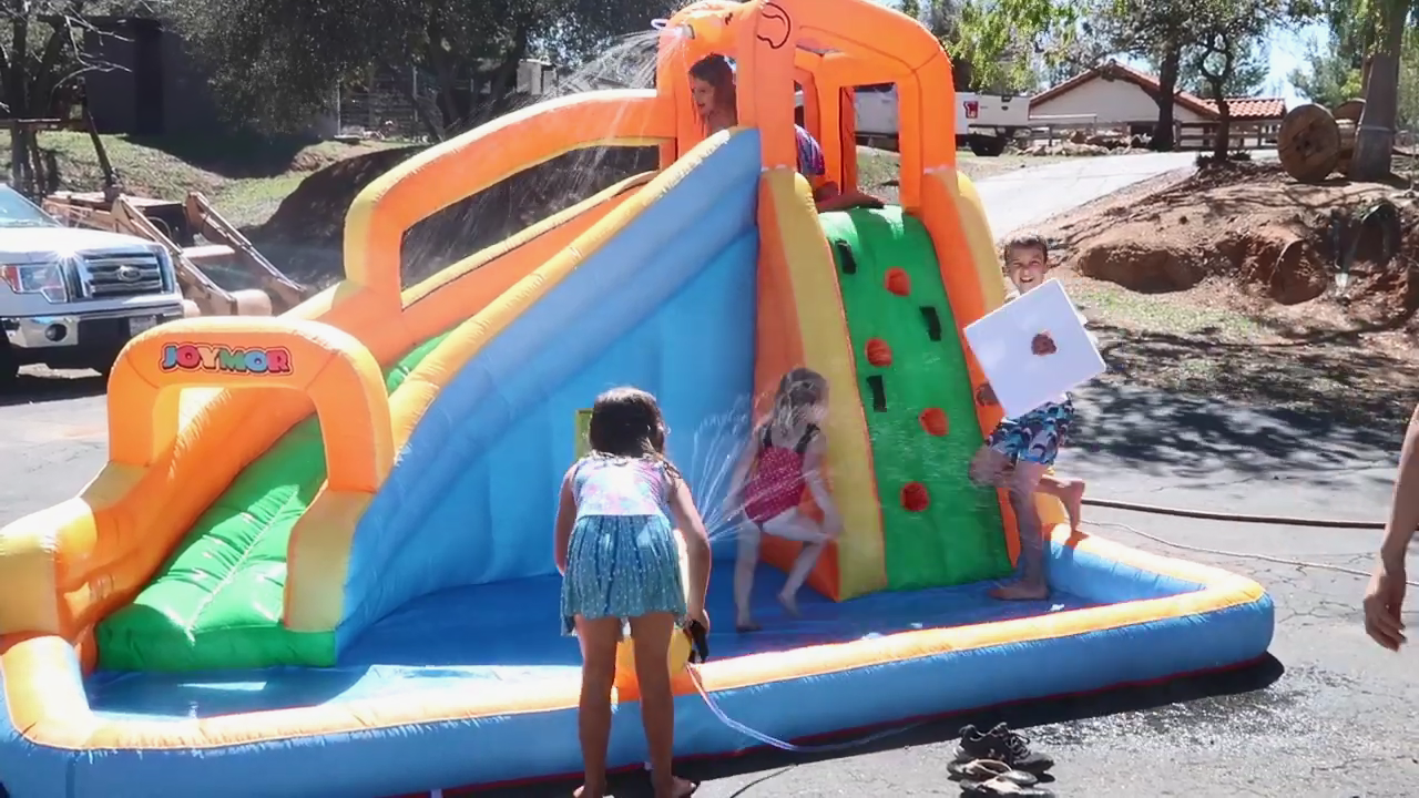 JOYMOR Kids Inflatable Water Slide Castle – Backyard Summer Bounce House with Pool