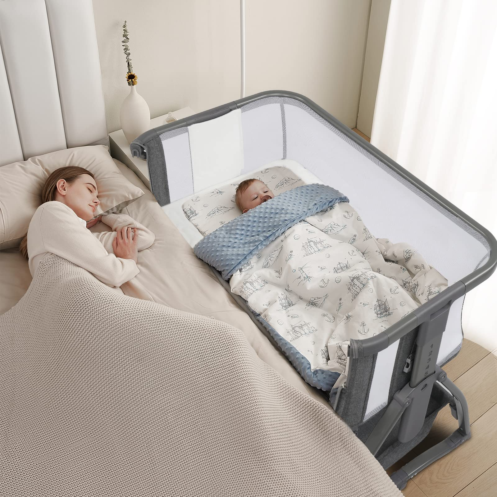 JOYMOR Baby Bassinet Sleeper with Breathable Net Height Adjustable Bed –  Joymor